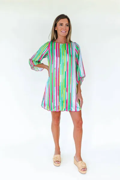 Mary George Georgia Dress In Green Stripe In Multi