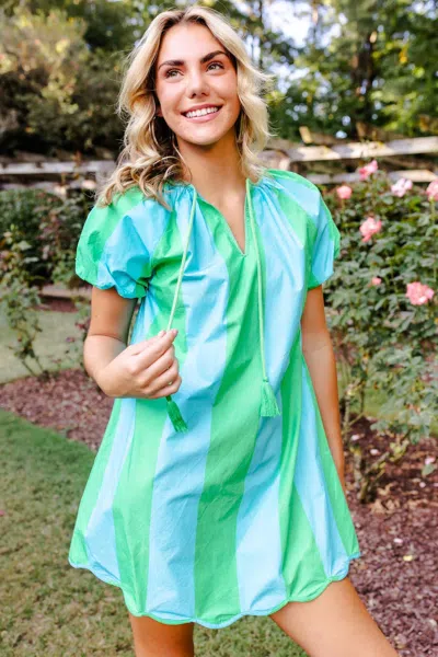 Mary George Heidi Dress In Blue/green