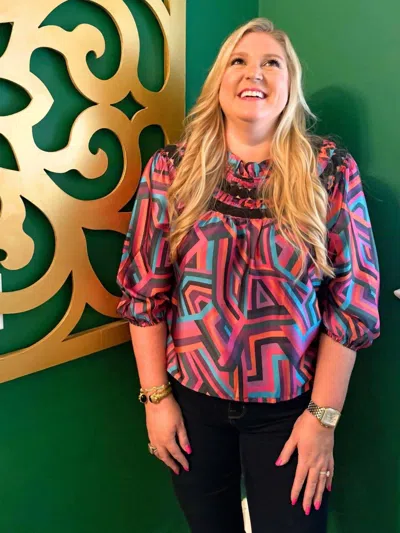 Mary George Sarah Top In Greenridge Geometric In Multi