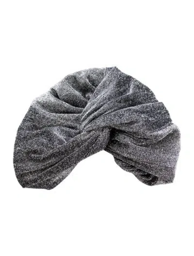 Pre-owned Mary Jane Claverol Glitter Velour Turban W/tags In Silver