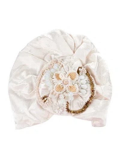 Pre-owned Mary Jane Claverol Pleated Turban W/tags In White