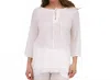 Mary Jo Bruno Cotton Voile Tunic In White In Red