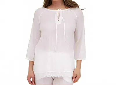 Mary Jo Bruno Cotton Voile Tunic In White In Red