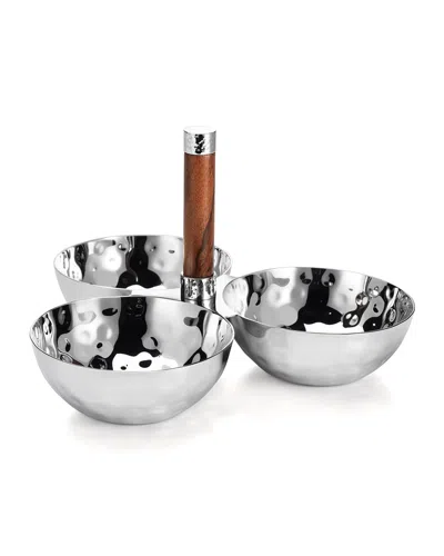 Mary Jurek Sierra 3 Bowl Set With Wood Handle In Stainless Steel