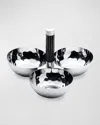 Mary Jurek Tundra Triple Bowl With Resin Handle In Silver &amp; Black