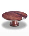 Mary Jurek Wood Cake Stand With Leaf Detail In Wood And Metal