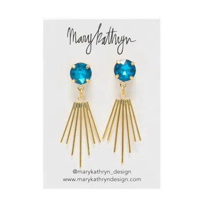 Mary Kathryn Designs Blue Cleopatra Earrings In Blue/gold