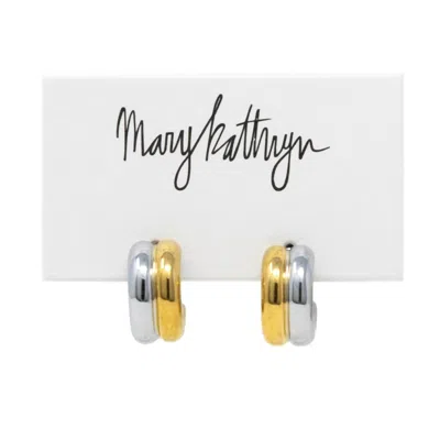 Mary Kathryn Designs Women After Midnight Two Toned Huggies In Gold/sliver