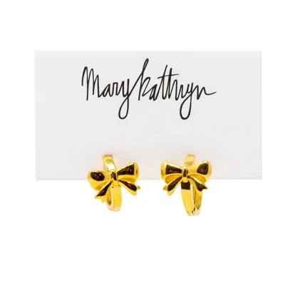 Mary Kathryn Designs Women Fancy Girl Ribbon Huggies In Gold