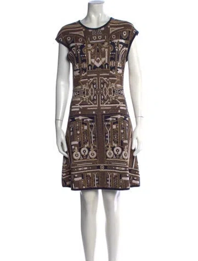 Pre-owned Mary Katrantzou Acetate Mini Dress In Blue/brown/gold