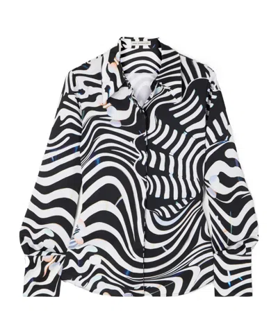 Mary Katrantzou Alcott Zebra-print Satin Blouse In Black