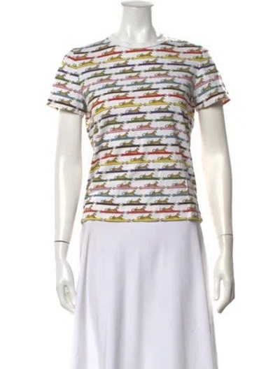 Pre-owned Mary Katrantzou Animal Print Crew Neck T-shirt In White