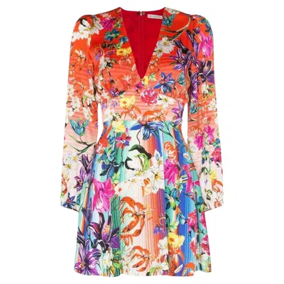 Pre-owned Mary Katrantzou Bloom Floral Print Silk Dress Uk 6 / Us 2 In Sand
