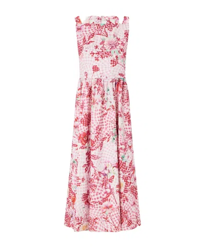 Mary Katrantzou Alma Checked Floral-print Midi Dress In Pink