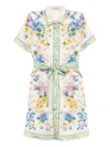 Mary Katrantzou Chima Belted Floral-print Twill Mini Shirt Dress In Neutral