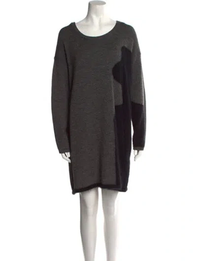 Pre-owned Mary Katrantzou Colorblock Pattern Mini Dress In Gray