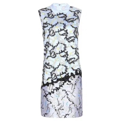 Pre-owned Mary Katrantzou Conquer Print Silk Shirt Dress Uk 8 / Us 4 In Gray