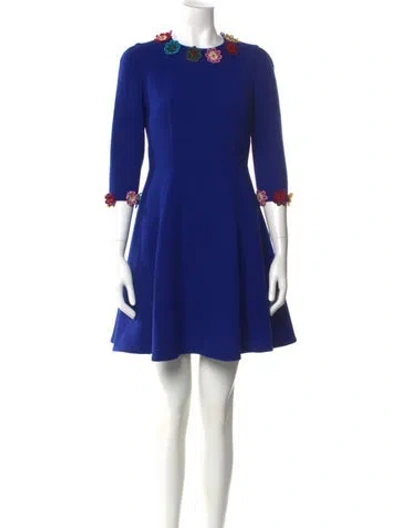 Pre-owned Mary Katrantzou Crew Neck Mini Dress In Blue