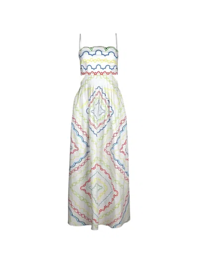 Mary Katrantzou Finley Geometric-print Cutout Midi Dress In White