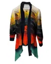 Mary Katrantzou Flight Feather Print Blouse In Multicolor Silk In Multi