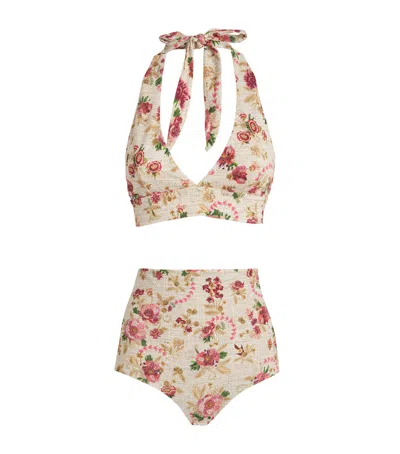 Mary Katrantzou Floral Bisset Bikini In Neutral