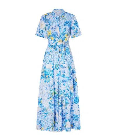 Mary Katrantzou Floral Cotton-blend Maxi Dress In Blue