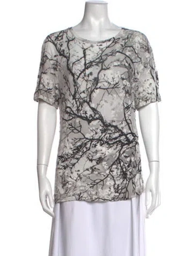 Pre-owned Mary Katrantzou Floral Print Crew Neck Top In Grey