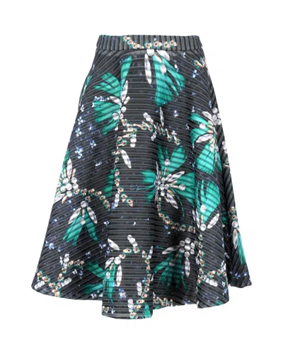 Mary Katrantzou Floral-print Knee-length Skirt In Green Polyester