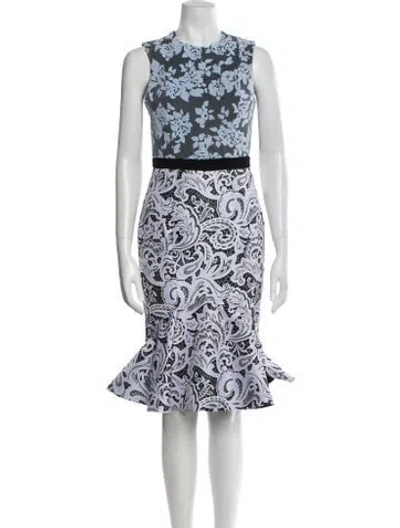 Pre-owned Mary Katrantzou Floral Print Knee-length Dress In Blue