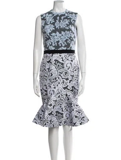 Pre-owned Mary Katrantzou Floral Print Knee-length Dress In Blue