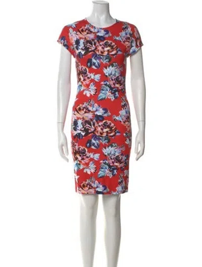 Pre-owned Mary Katrantzou Floral Print Knee-length Dress In Red