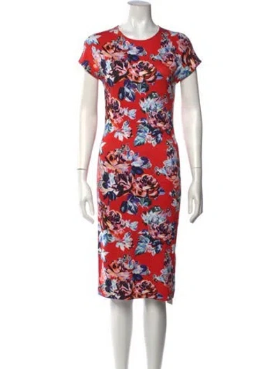 Pre-owned Mary Katrantzou Floral Print Knee-length Dress In Red