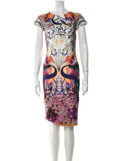 Pre-owned Mary Katrantzou Floral Print Knee-length Dress In White