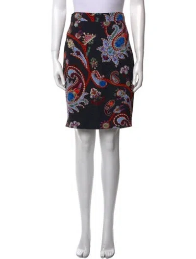 Pre-owned Mary Katrantzou Floral Print Knee-length Skirt In Black