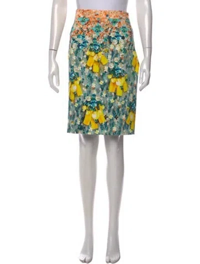Pre-owned Mary Katrantzou Floral Print Knee-length Skirt In Yellow