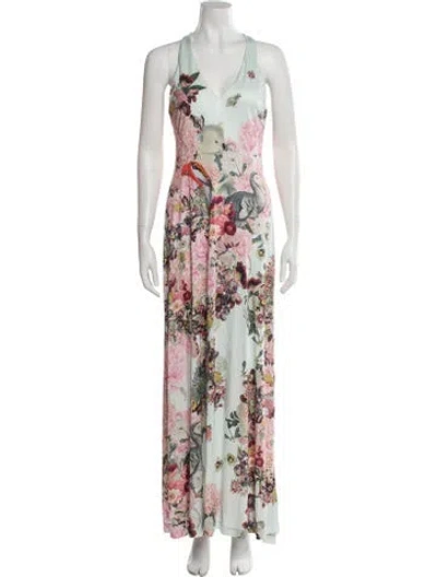 Pre-owned Mary Katrantzou Floral Print Long Dress In Multi