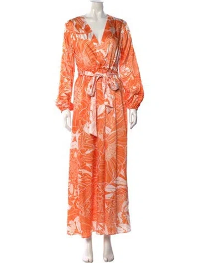 Pre-owned Mary Katrantzou Floral Print Long Dress In Orange