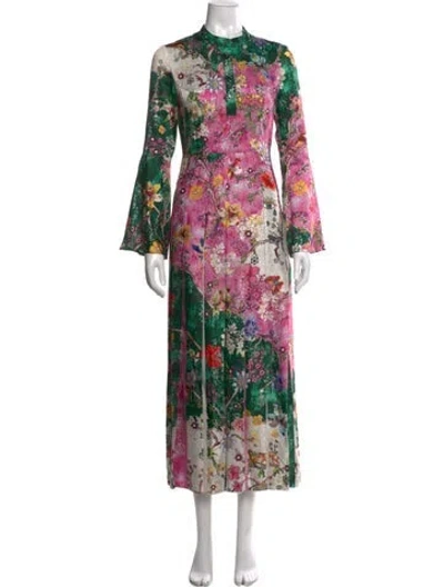 Pre-owned Mary Katrantzou Floral Print Long Dress In Pink