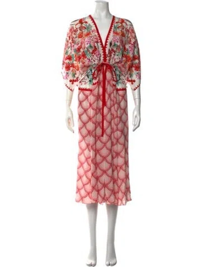 Pre-owned Mary Katrantzou Floral Print Long Dress In Pink