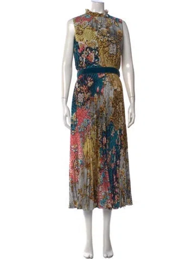 Pre-owned Mary Katrantzou Floral Print Midi Length Dress In Multicolor