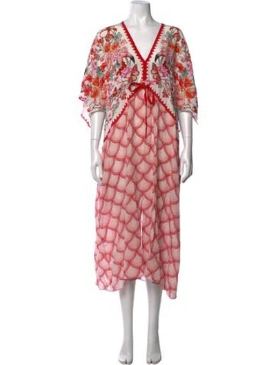 Pre-owned Mary Katrantzou Floral Print Midi Length Dress In Pink