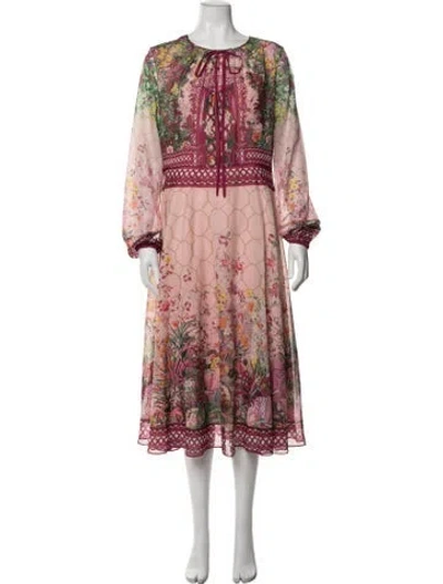 Pre-owned Mary Katrantzou Floral Print Midi Length Dress W/ Tags In Pink
