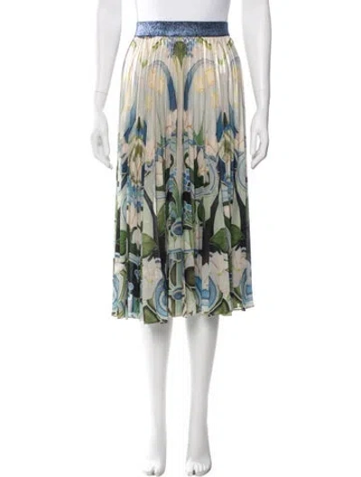 Pre-owned Mary Katrantzou Floral Print Midi Length Skirt In Green