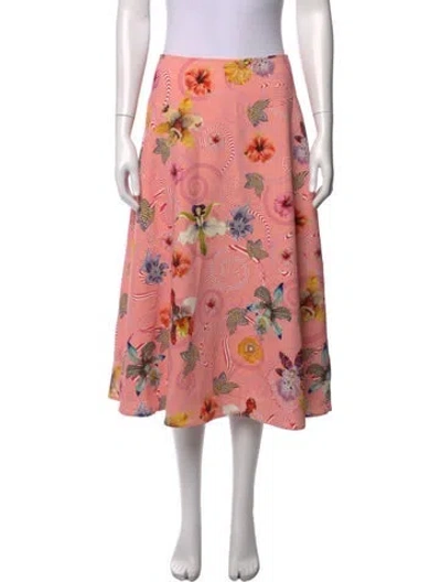 Pre-owned Mary Katrantzou Floral Print Midi Length Skirt In Pink