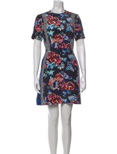 Pre-owned Mary Katrantzou Floral Print Mini Dress In Black
