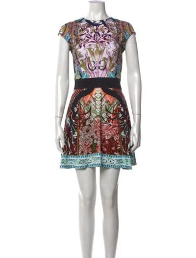 Pre-owned Mary Katrantzou Floral Print Mini Dress In Black