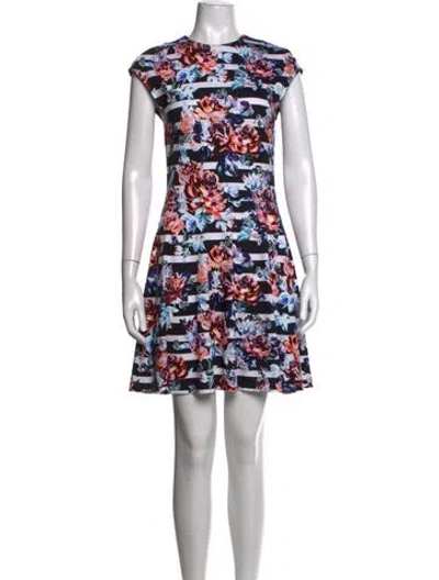 Pre-owned Mary Katrantzou Floral Print Mini Dress In Black/white