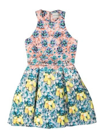 Pre-owned Mary Katrantzou Floral Print Mini Dress In Blue