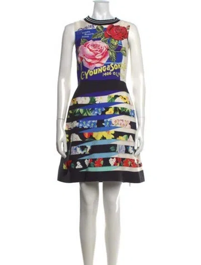 Pre-owned Mary Katrantzou Floral Print Mini Dress In Blue/pink