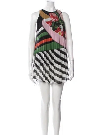 Pre-owned Mary Katrantzou Floral Print Mini Dress In Multicolor